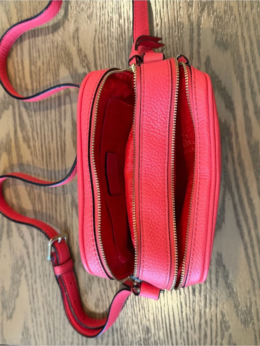 Kate Spade New York Coral Pebbled Leather Camera Crossbody Bag